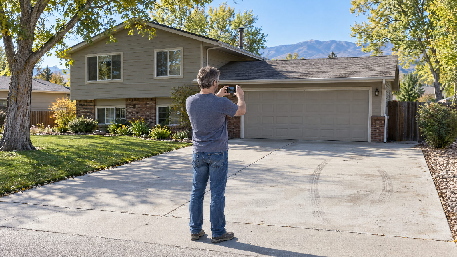 **Proof of the cure.** An owner who fixes the problem can send photos, and the violation counts as cured the day they are sent. A homeowner in his driveway on a bright Saturday morning photographing the empty concrete pad beside his garage where a boat trailer had been parked, a split-level home behind
