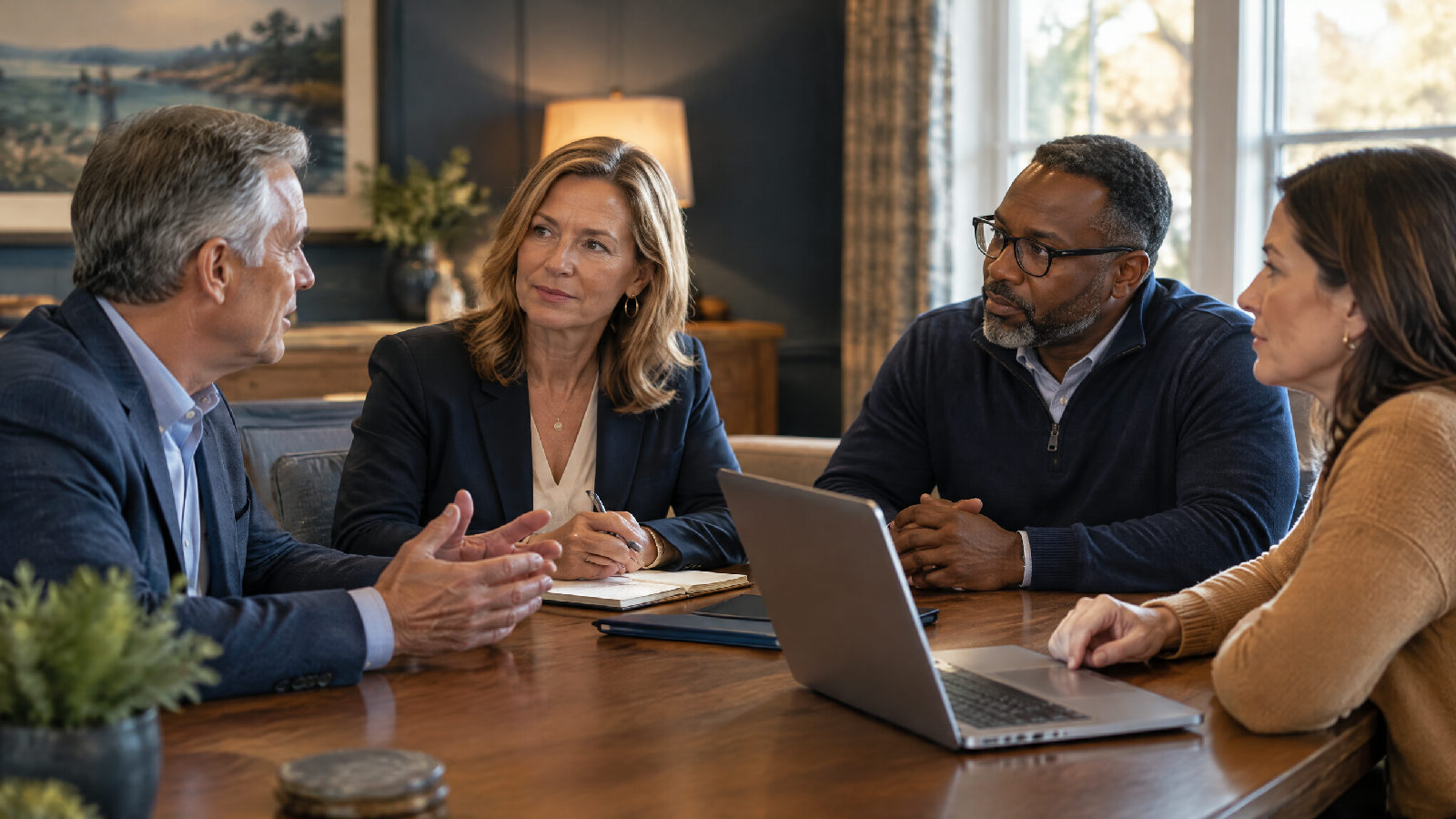 Four board members deciding together around a table